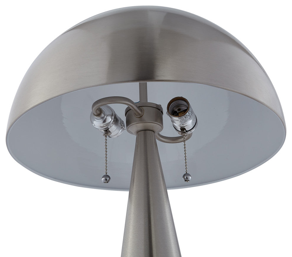 Inspired Home Emmalin Table Lamp, USB Charger, Stainless Steel