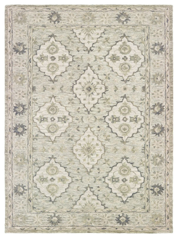 8" x 10" Pale Green and Cream Decorative Area Rug