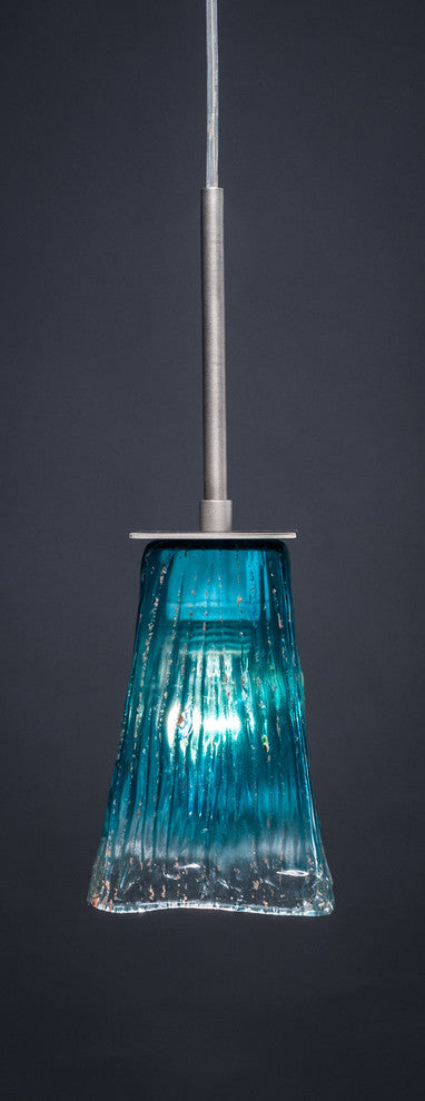 Apollo 1-Light Mini Pendant, Graphite/Teal Crystal