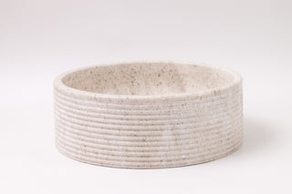 Natural Stone Vessel Bathroom Sink, Brushed Blizz Marble