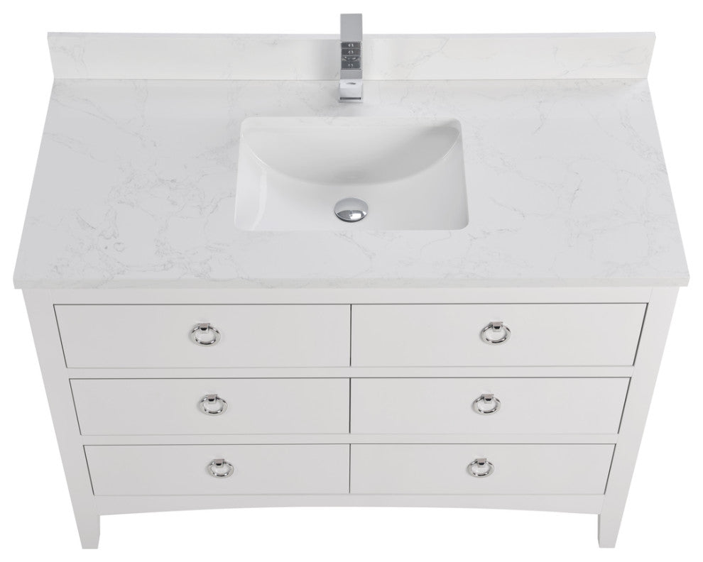 Legion Furniture WS2518 Series Bathroom Sink Vanity, White, 48", Artificial Stone Top, Single Sink