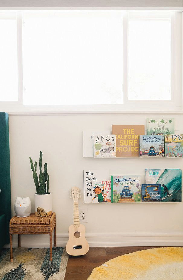 Peekaboo Clear Acrylic Book Shelves (Set of 2), 30"x3.25"x8.5"