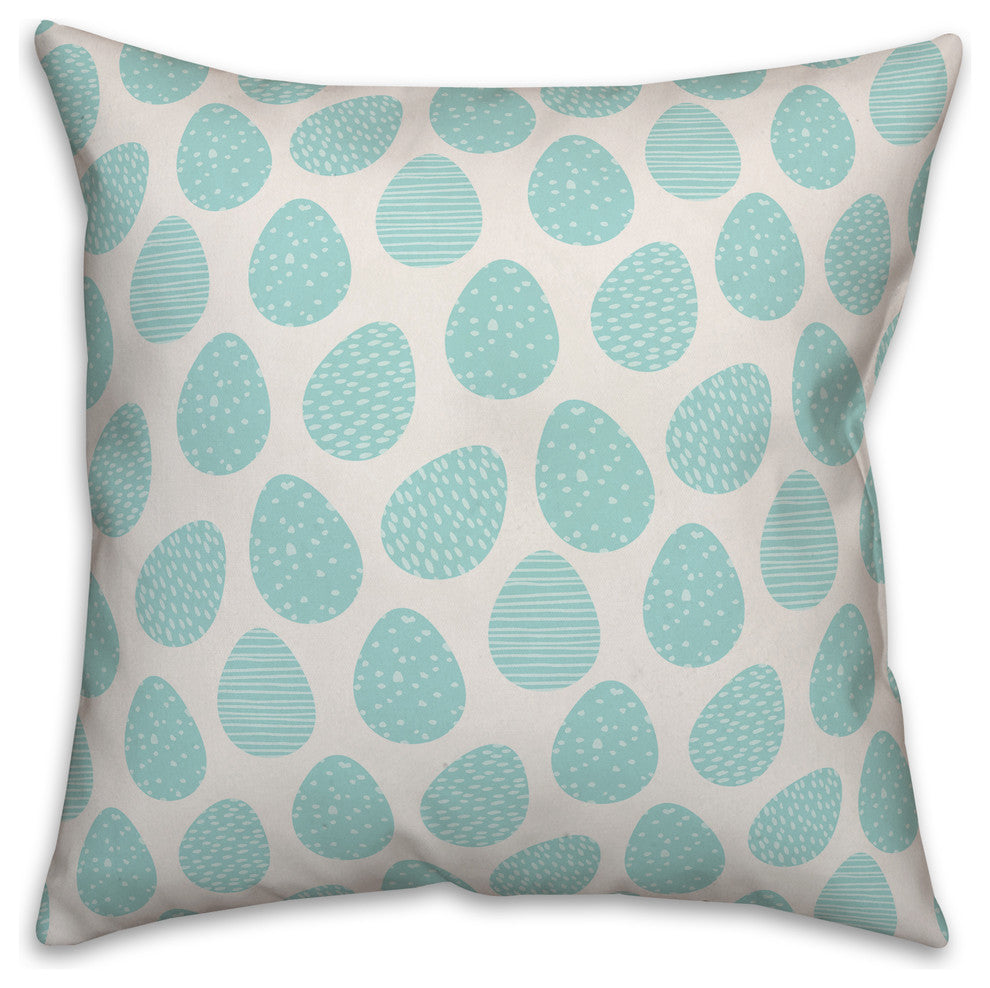 Blue Easter Egg Pattern 18x18 Throw Pillow