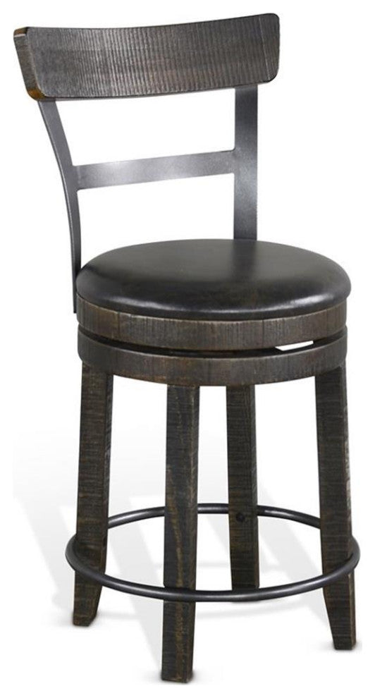 Sunny Designs Homestead 24" Swivel Barstool with Back in Tobacco Leaf (Set of 2)