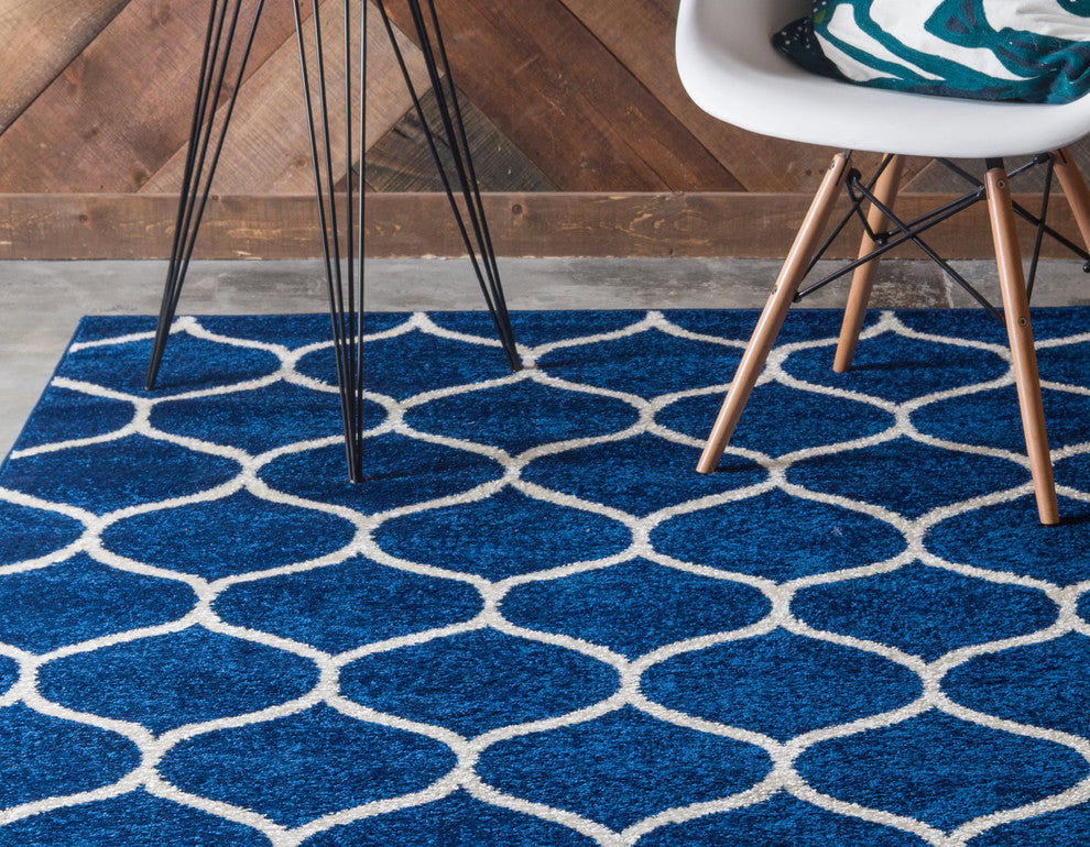Unique Loom Light Gray Rounded Trellis Frieze 4' 0 x 6' 0 Area Rug