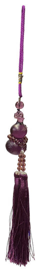 Crystal Glass Fengshui Fortune Purple Gourd Shape Pendant Decor Tassel, Hws2188