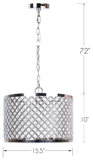 1-Light Polished Nickel Pendant Lamp With Crystalline Metal Shade