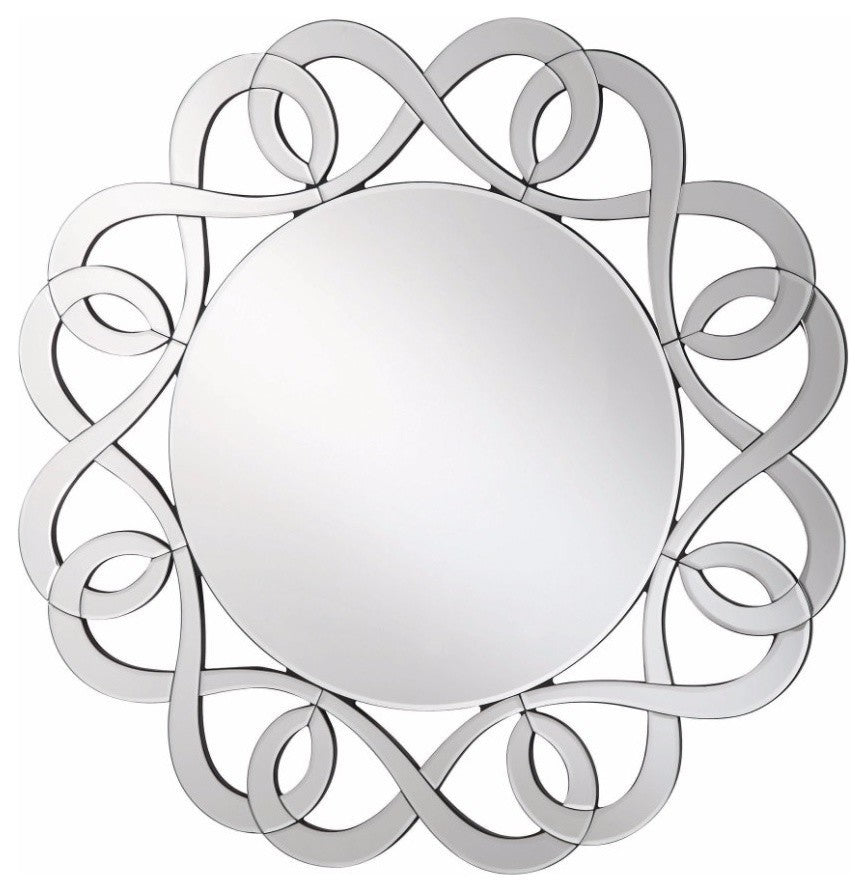 Round Frameless Mirror, Silver