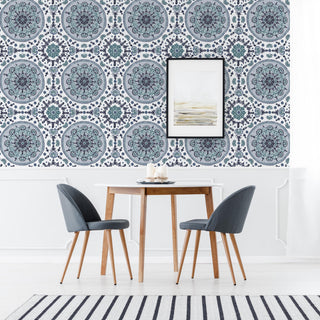Sundial Wallcovering, Blue, Roll, Peel and Stick