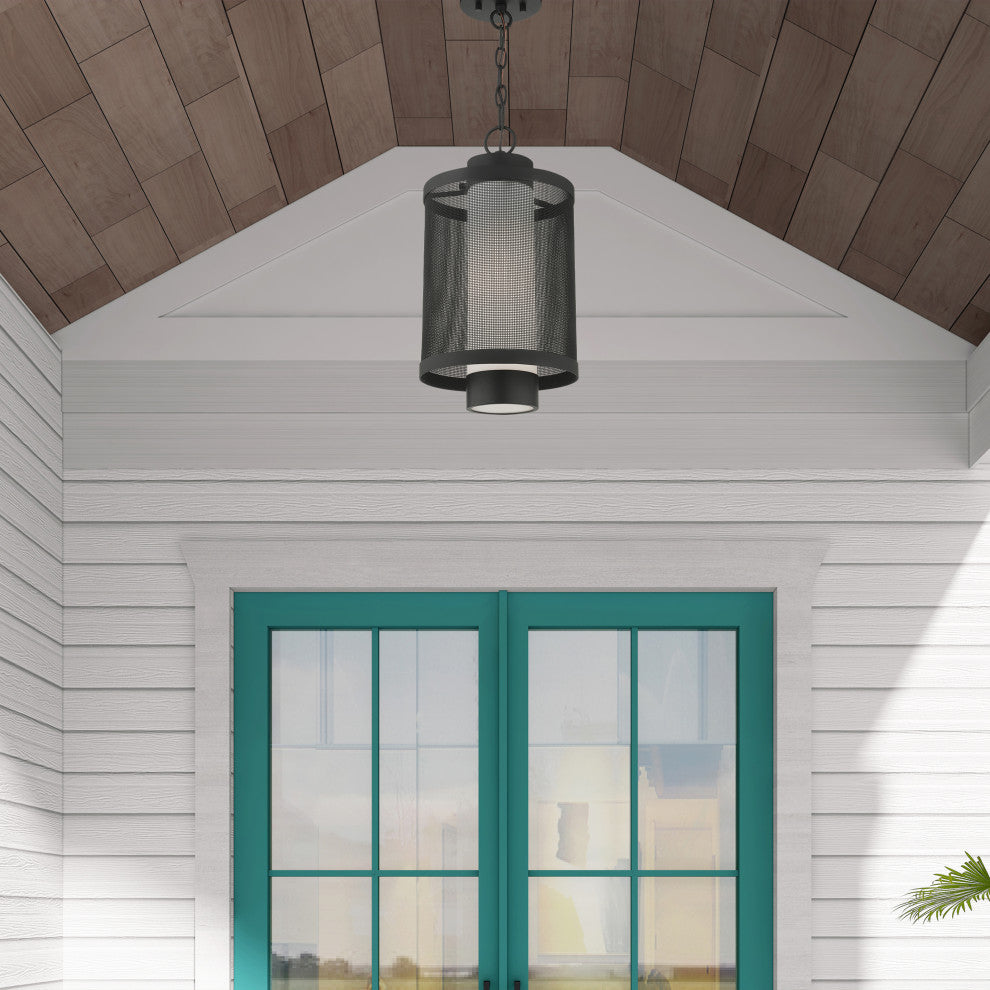 Livex Lighting Nottingham 1 Light Textured Black Large Outdoor Pendant Lantern