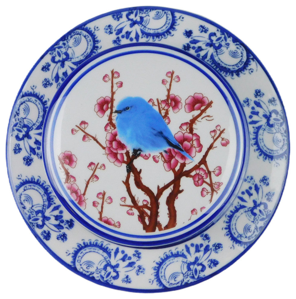 Decorative Blue and White Oriental Po Chu Round Jar