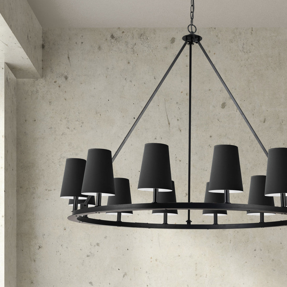 Colby Transitional 12 Light Matte Black Black Metal Chandelier