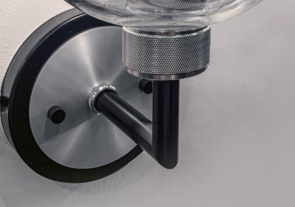 Maxim 21611 Vessel 12" Tall Wall Sconce - Black / Brushed Aluminum / Clear