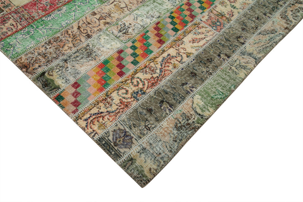 Rug N Carpet - Hand-Knotted Turkish 6' 8" x 9' 11" Vintage Patchwork Area Rug