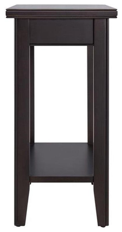 Leick Home 10505-BK Laurent Narrow Wood End Table with Shelf in Black