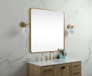 Ellis Soft Corner Metal Square Mirror 48x48 Inch, Brass