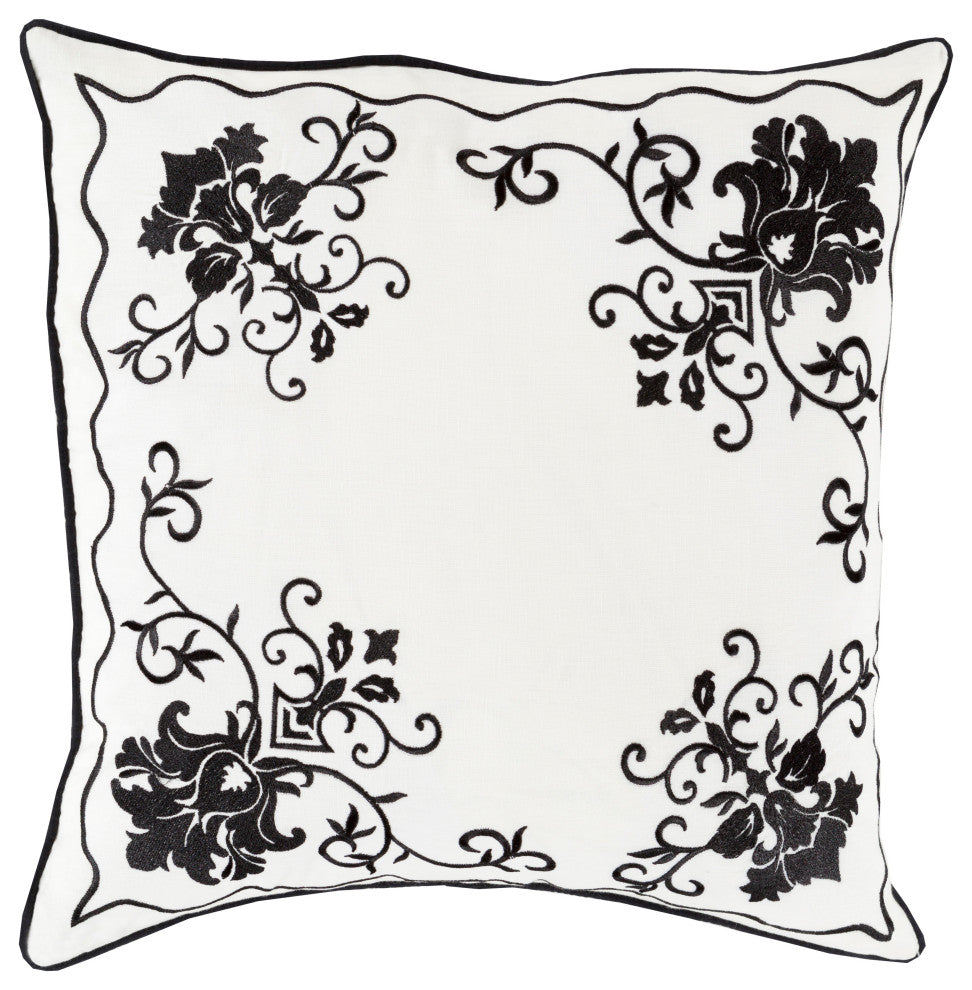 Surya Eloise ELO-005 22"x22" Pillow Kit, Black/Cream