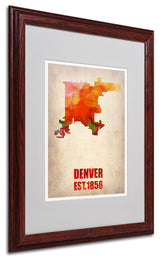 'Denver Watercolor Map' Matted Framed Canvas Art by Naxart