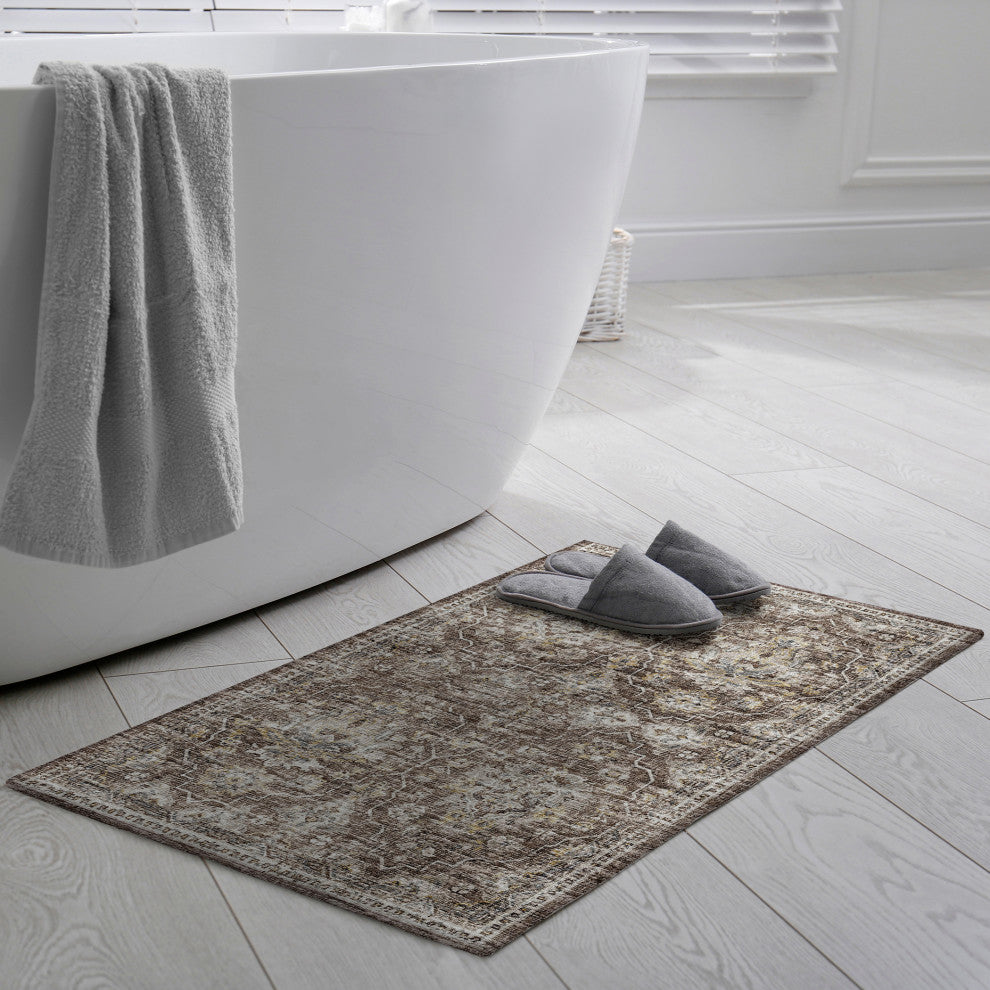 Indoor/Outdoor Marbella MB4 Mocha Machine Washable 1'8" x 2'6" Rug