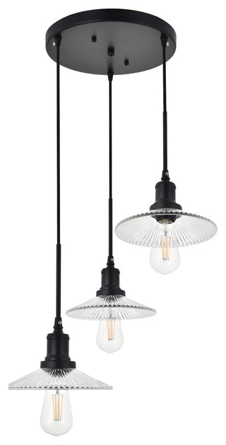 Black Finish 3-Light Pendant
