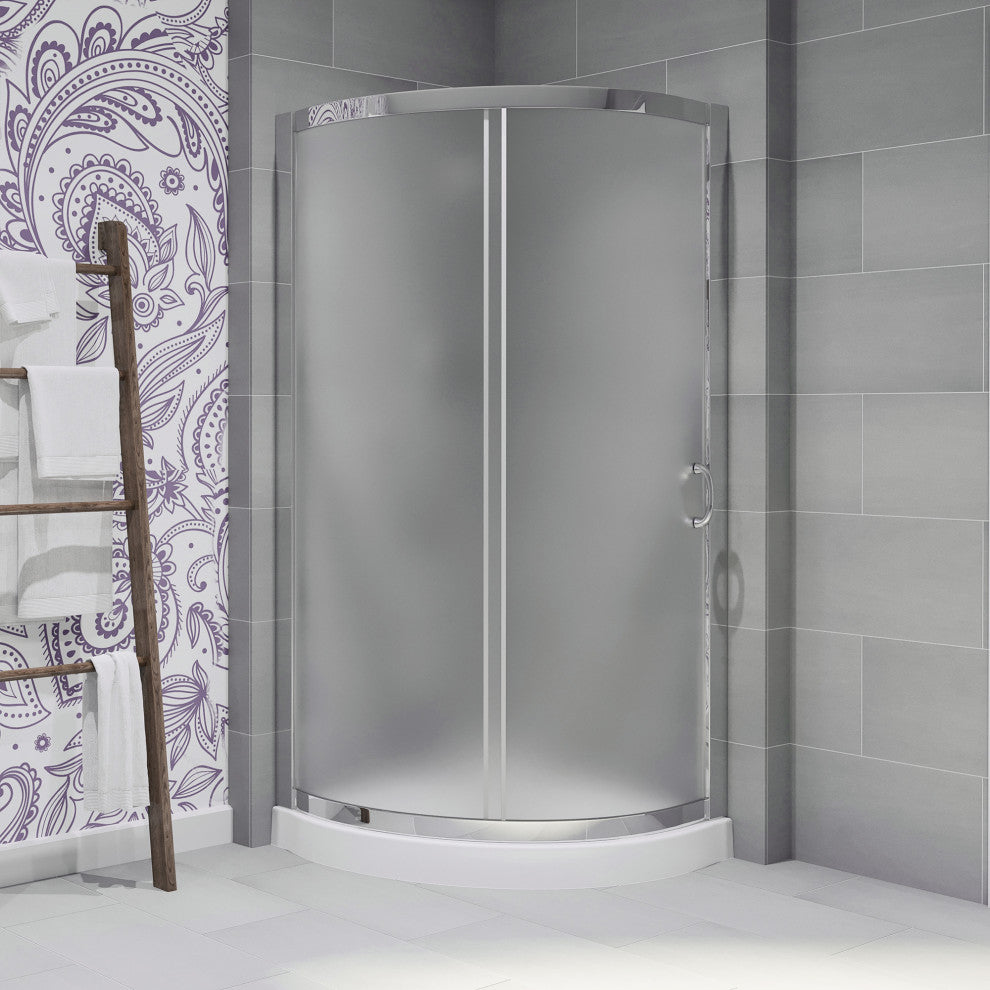 Ove Decors Breeze Shower Kit, Frosted Panels and Base, Chrome, 36"