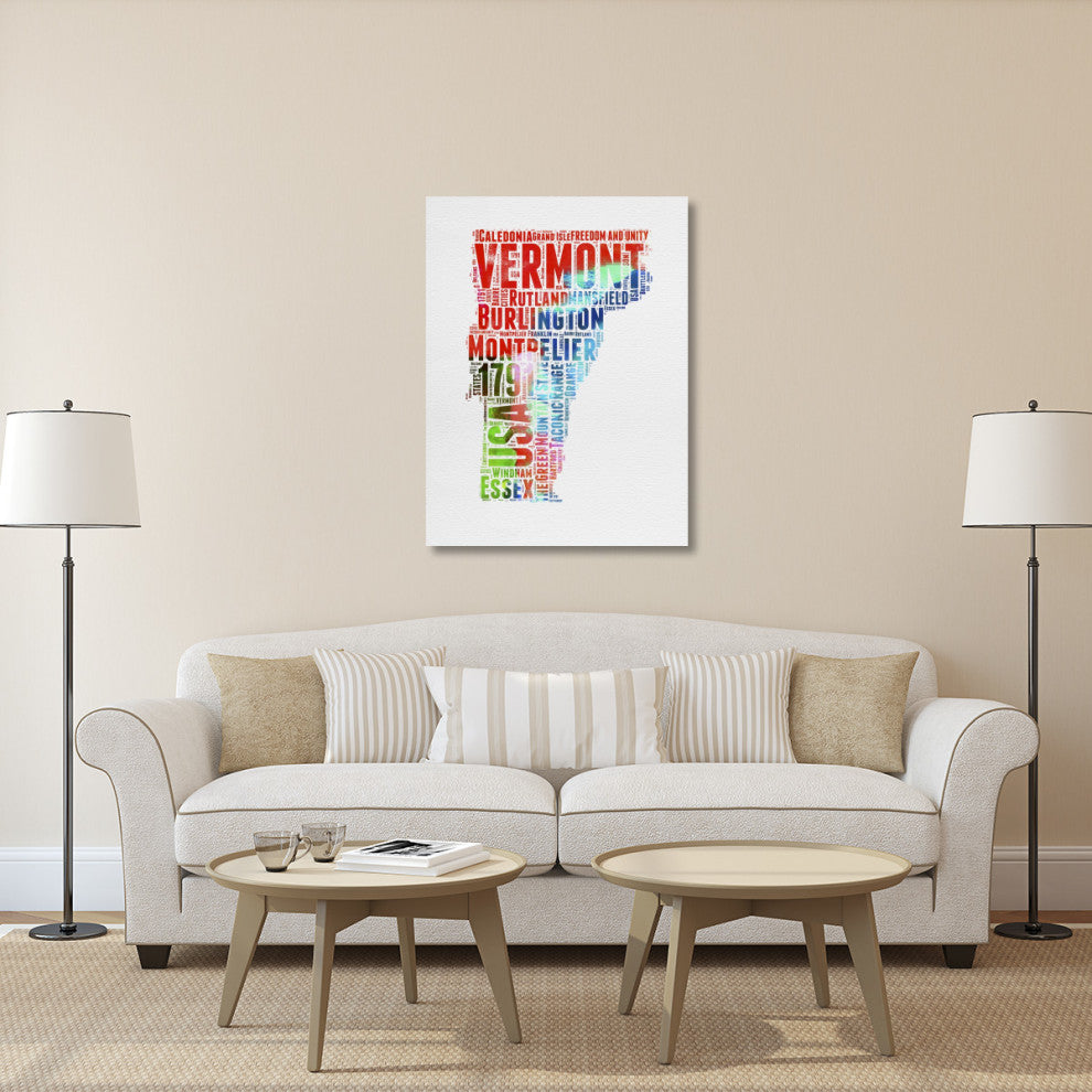 "Vermont Watercolor Word Cloud" Fine Art Print