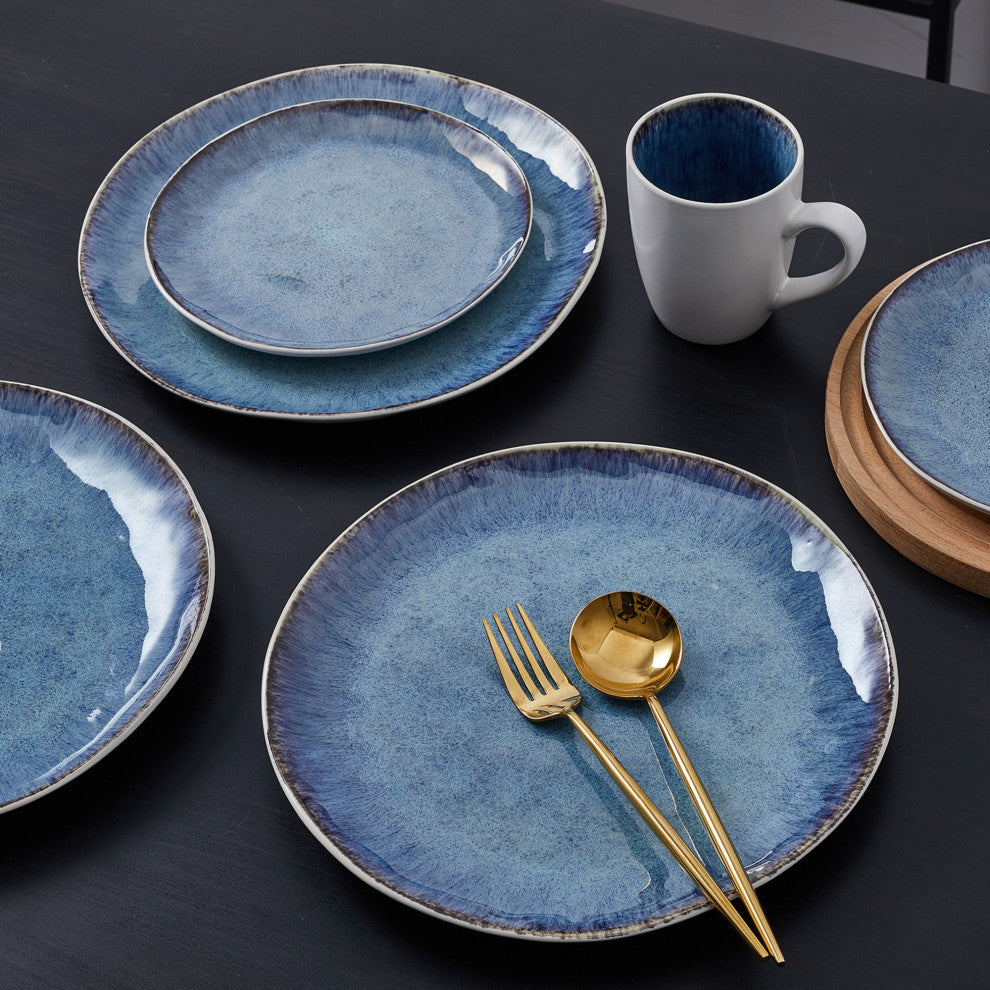 Stone Lain Romy Stoneware 16 Piece Dinnerware Set, Blue
