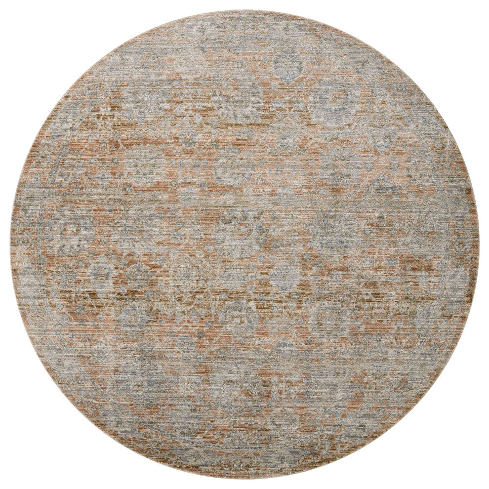 Jean Stoffer x Loloi Katherine Terracotta / Smoke 7'-10" x 7'-10" Round Area Rug