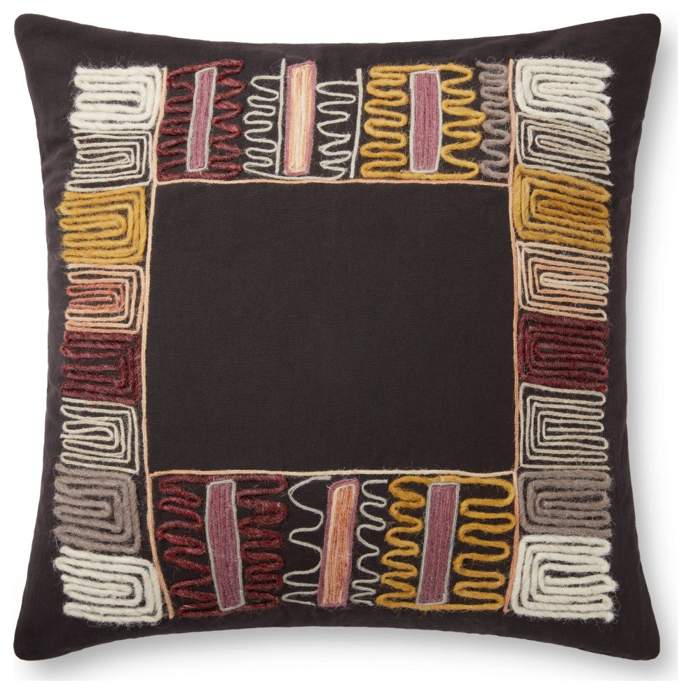 Loloi PLL0001 Black / Multi 22" x 22" Cover Only Pillow