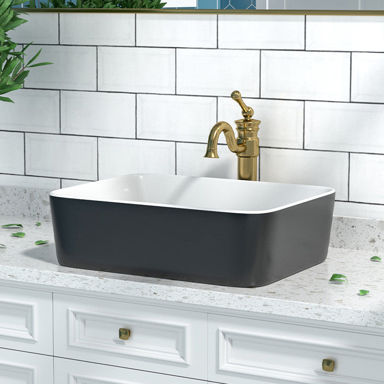 19"X15" Ceramic Rectangular Vessel Bathroom Above Counter Sink