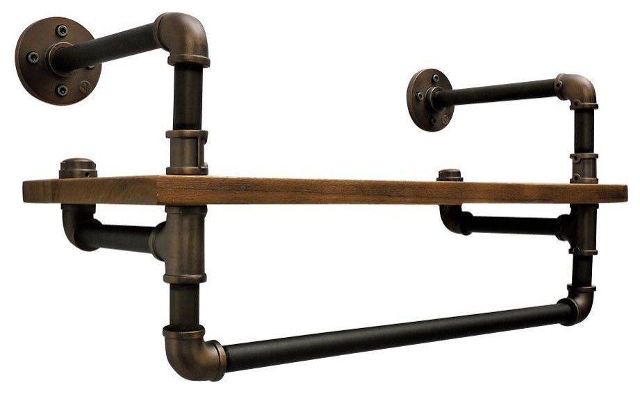 Ann Harbor Farmhouse Industrial 27" Wide Shelf Rack, Rustic Bronze
