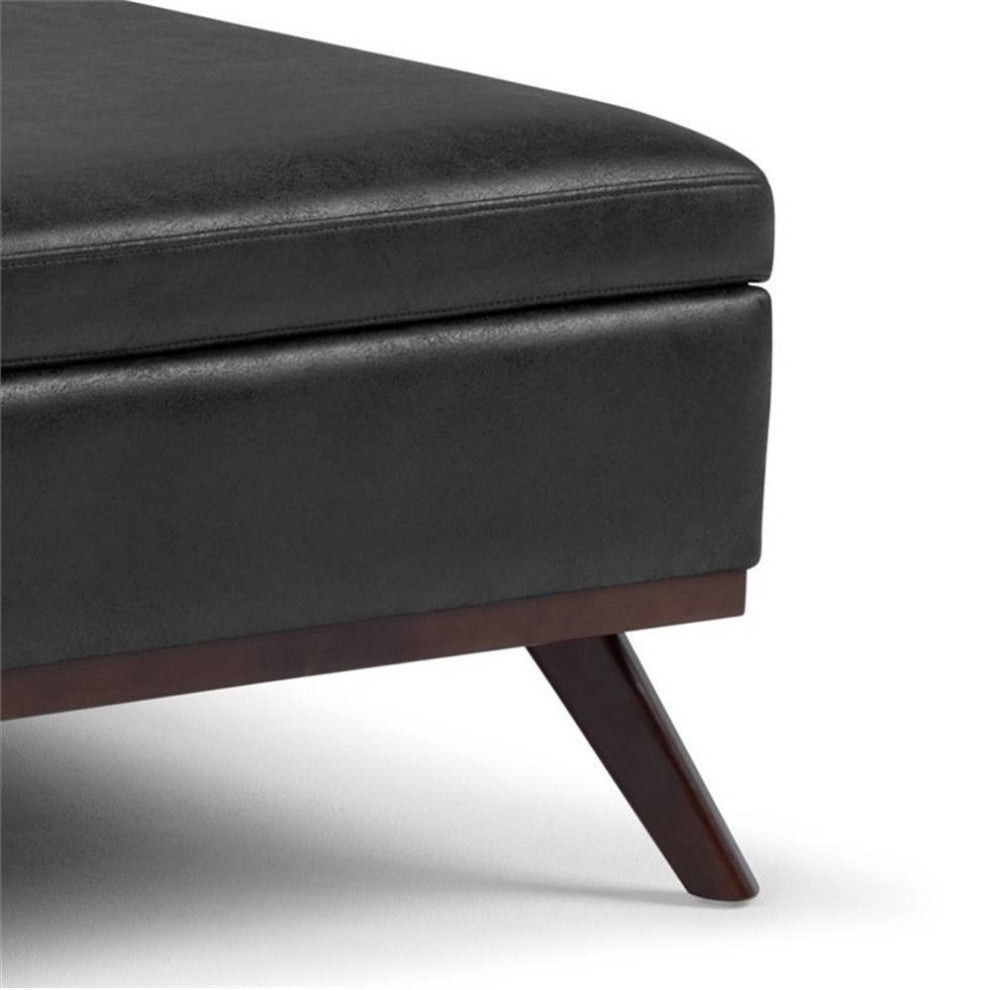 Owen 36 In Wide Square Square Coffee Table Storage Ottoman - Distressed Black