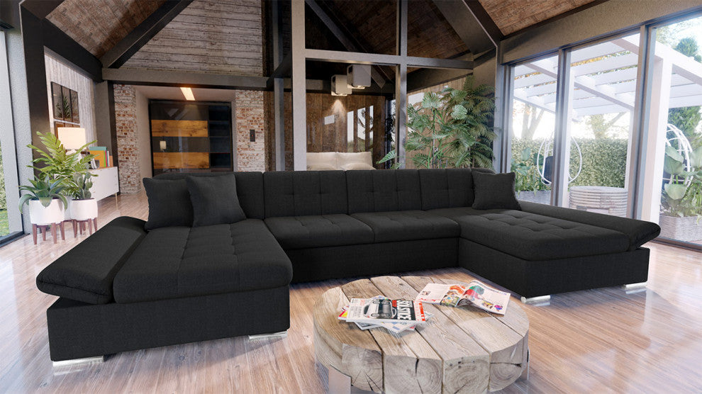 ALI Sectional Sleeper Sofa, Universal Corner, Black
