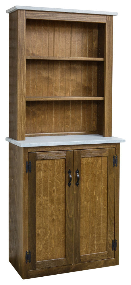 72-inch Tall China Cabinet with 3 Shelves and 2 Doors, Natural Brown/ White