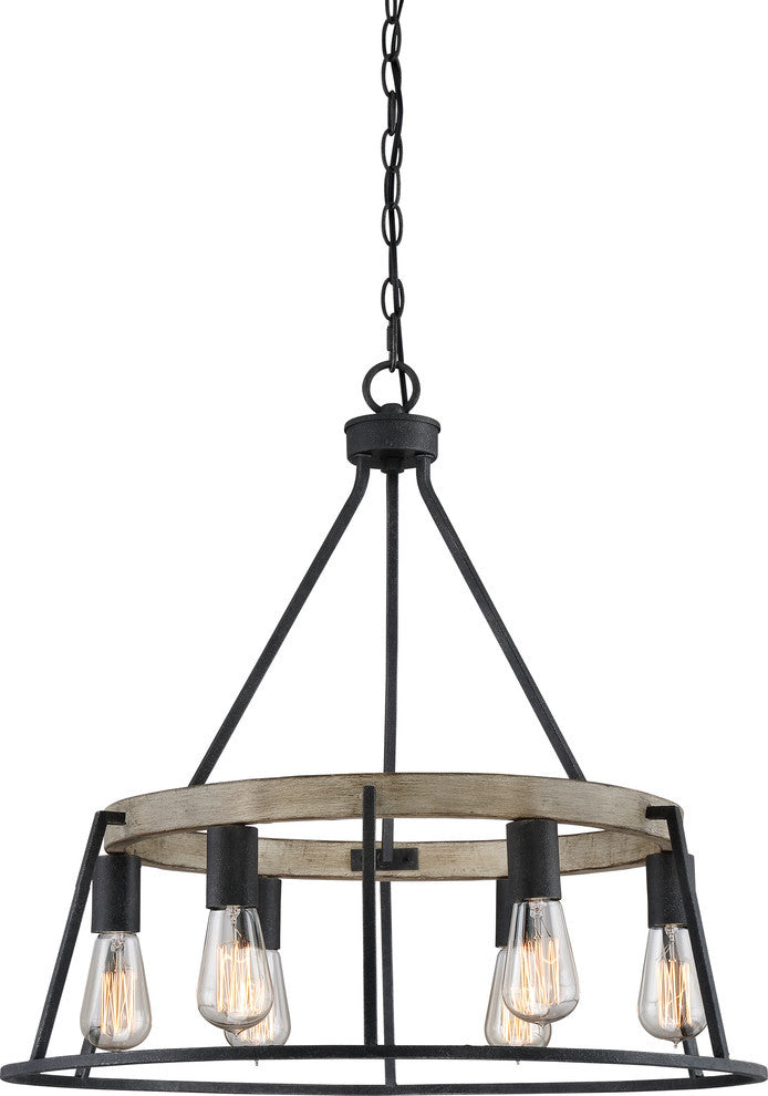 Quoizel BRT5006GK Six Light Chandelier Brockton Grey Ash