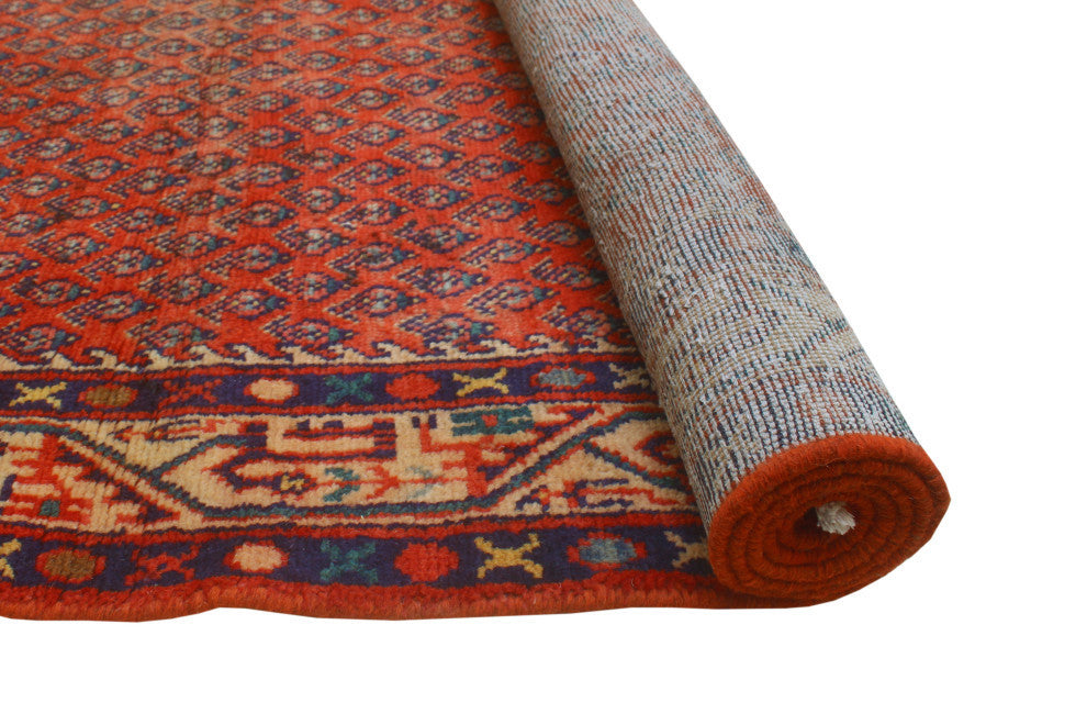 Fine Vintage Distressed Sidney Red/Beige Runner, 3'6x10'4