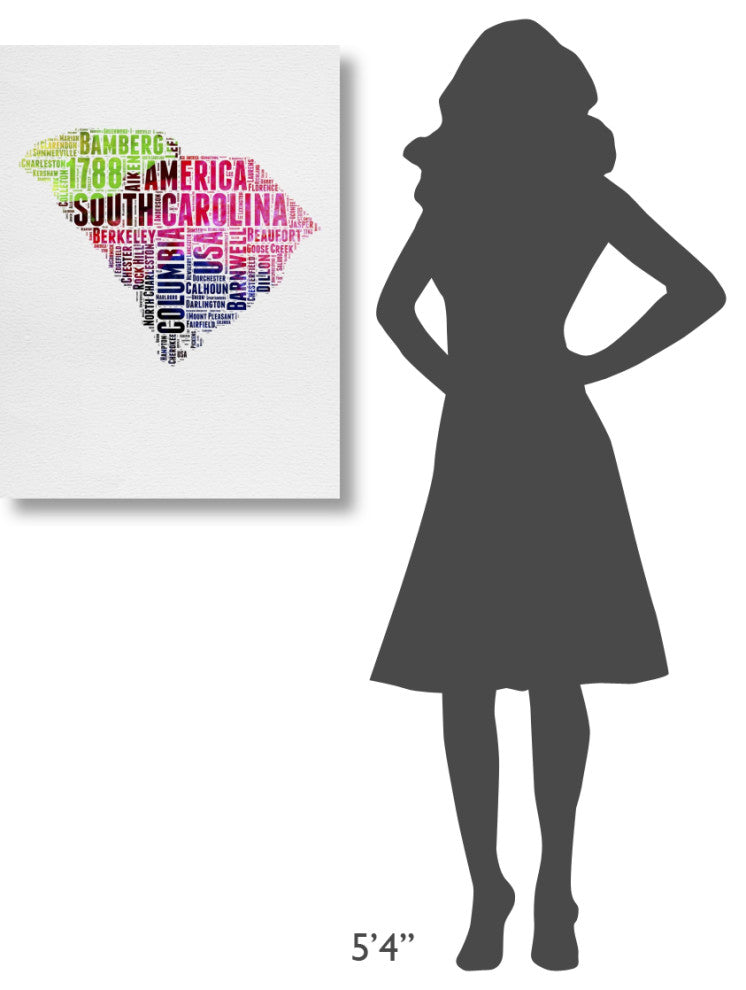 "South Carolina Watercolor Word Cloud" Fine Art Print