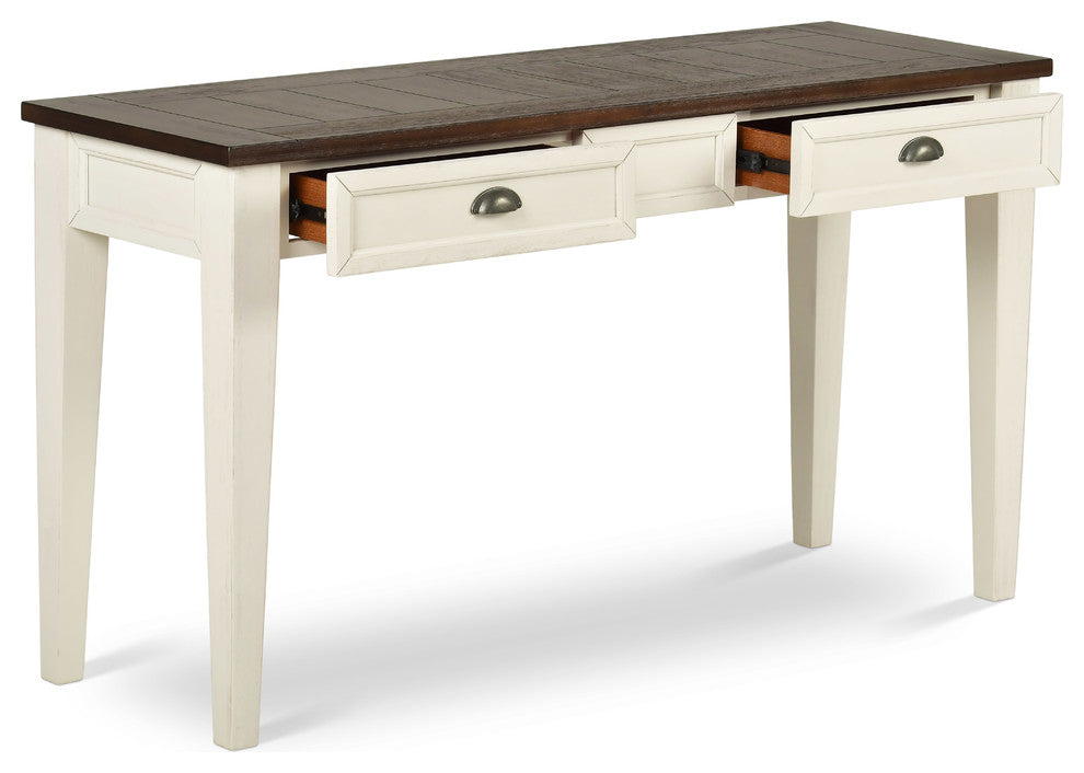 Cayla Sofa Table Dark Oak and White
