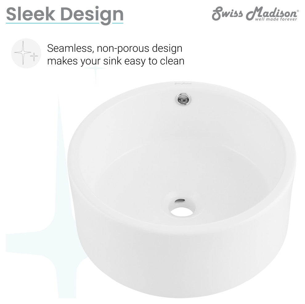 Monaco Round Vessel Sink, Matte White