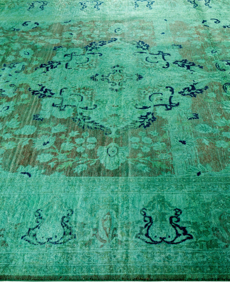 Overdyed One-of-a-Kind Hand-Knotted Area Rug Green, 6' 2" x 8' 10"