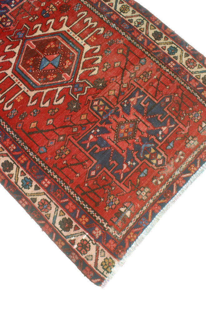 Fine Vintage Distressed Halah Rust/Navy Runner, 2'11x10'9