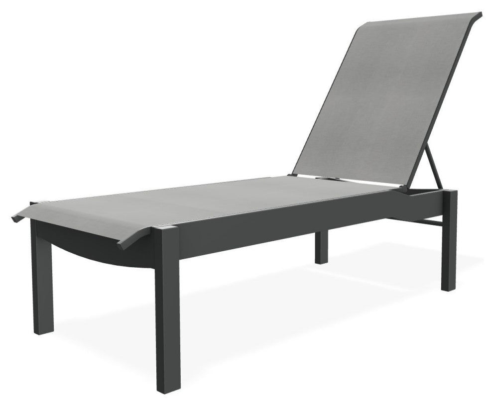 Leeward Sling Stackable Outdoor Chaise Lounge, Alloy/Graphite