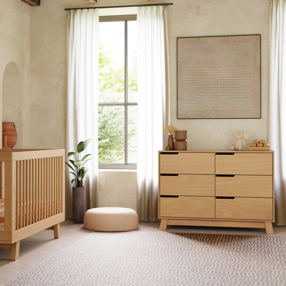 Hudson 6-Drawer Assembled Double Dresser, Honey