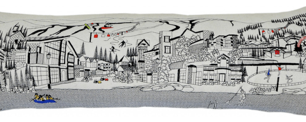 46" White Vail Daylight Skyline Lumbar Decorative Pillow