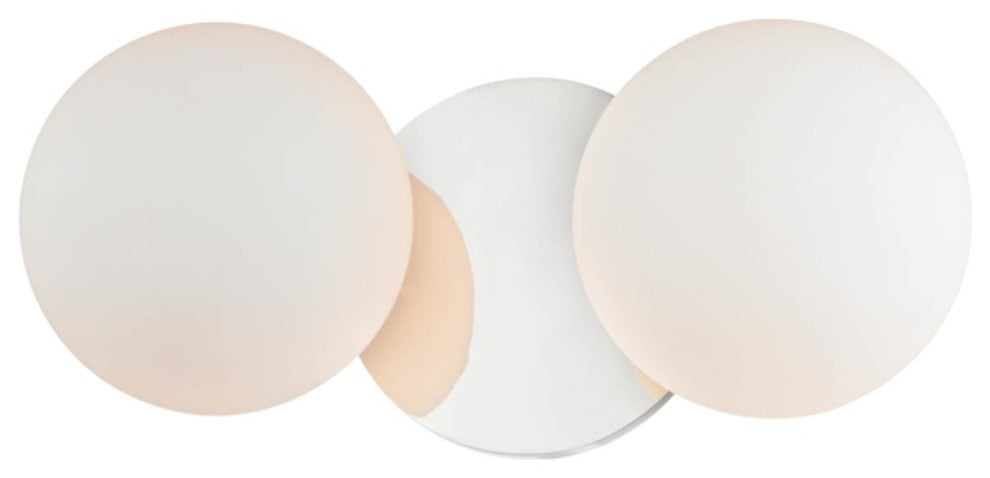Baird 2-Light Bath Bracket With White Glass, Polished Chrome