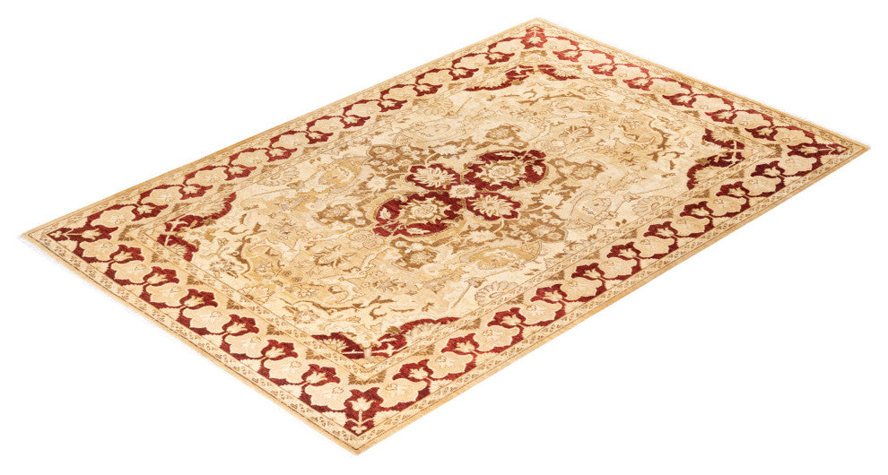 Eclectic, One-of-a-Kind Hand-Knotted Area Rug Yellow, 5' 10" x 9' 1"