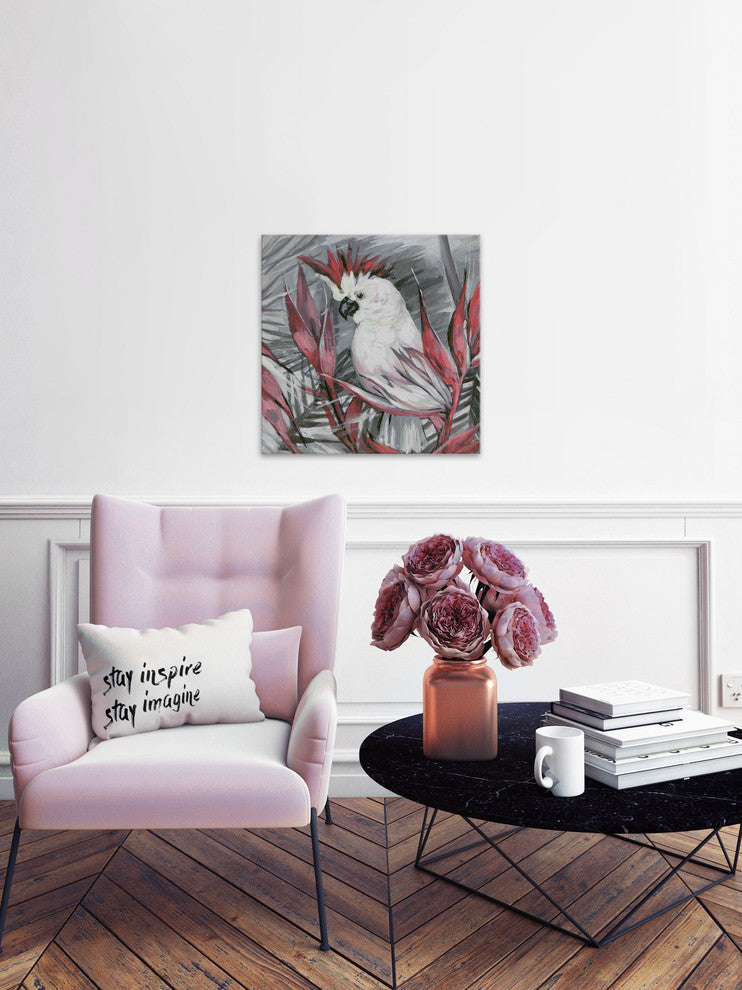 "White Cockatoo I" Painting Print on Wrapped Canvas, 40"x40"
