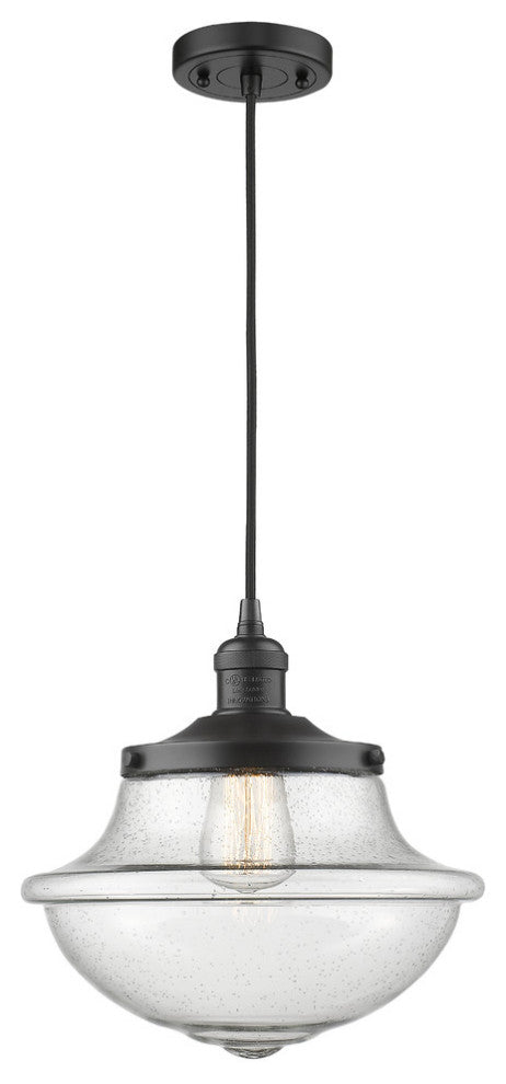 Large Oxford 1-Light Mini Pendant, Matte Black, Seedy