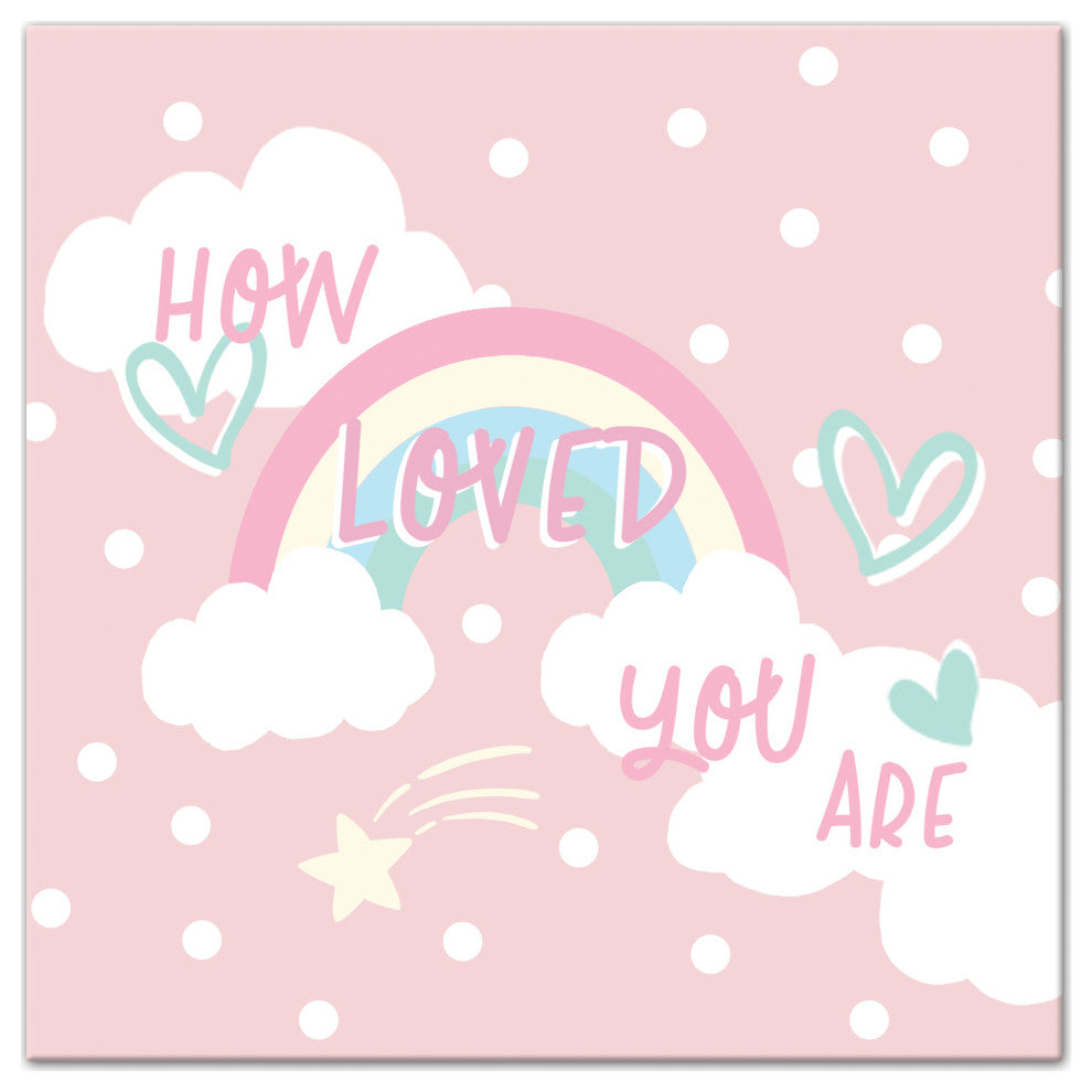 How Loved Pink Rainbow 20x20 Canvas Wall Art