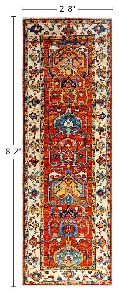 Serapi One-of-a-Kind Hand-Knotted Runner Rug Orange, 2' 8" x 8' 2"